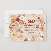 Waterverf terracotta bordeaux blush 30e verjaardag bedankkaart (Voorkant)