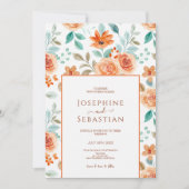 Waterverf Terracotta Burnt Sinaasappel Bloemen Bru Kaart (Voorkant)