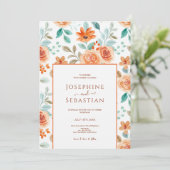 Waterverf Terracotta Burnt Sinaasappel Bloemen Bru Kaart (Staand voorkant)