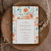 Waterverf Terracotta Burnt Sinaasappel Bloemen Bru Kaart