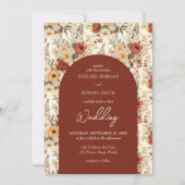 Waterverf terracotta en ivoren wilde bloemen kaart (Voorkant)