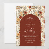 Waterverf terracotta en ivoren wilde bloemen kaart (Voorkant / Achterkant)