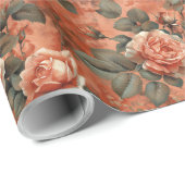 waterverf terracotta Engelse rozen koper Cadeaupapier (Rol Hoek)