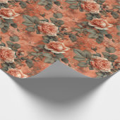  waterverf terracotta Engelse rozen koper Cadeaupapier (Hoek)