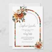 Waterverf Terracotta Floral Boho Arch Bruiloft Kaart (Voorkant)
