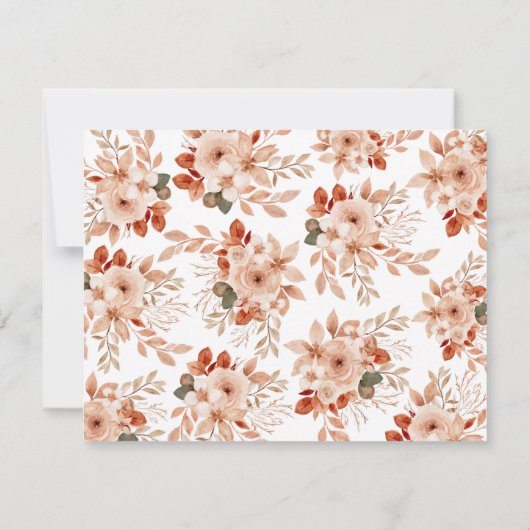 Waterverf Terracotta Flowers Foliage Script Note Notitiekaartje (Achterkant)