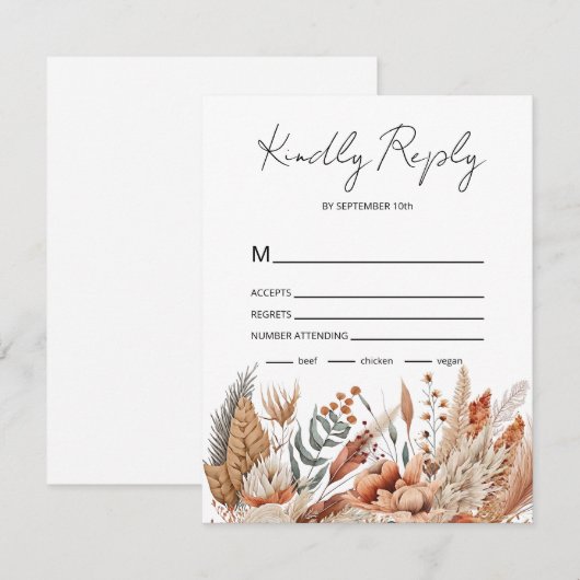 Waterverf Terracotta Flowers RSVP Kaartje (Voorkant / Achterkant)