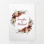 waterverf Terracotta Herfst bruine foto bruiloft Drieluik Uitnodiging (Cover)