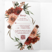 waterverf Terracotta Herfst bruine foto bruiloft Drieluik Uitnodiging (Binnenzijde eerst)