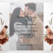 waterverf Terracotta Herfst herfstfoto bruiloft Drieluik Uitnodiging (Binnenkant midden)