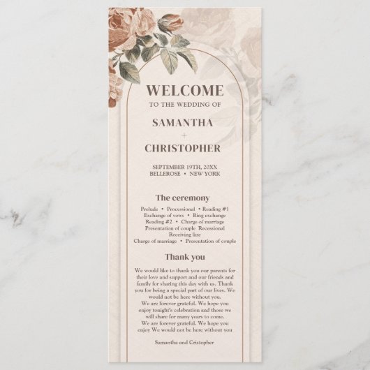 waterverf terracotta roos sage programma programmakaart (Voorkant)