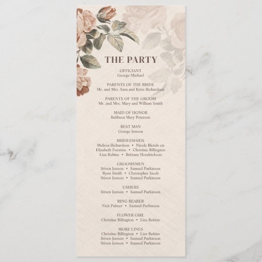 waterverf terracotta roos sage programma programmakaart (Achterkant)