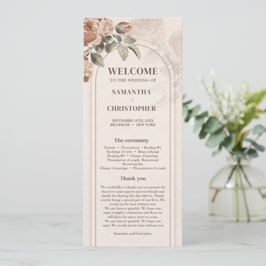 waterverf terracotta roos sage programma programmakaart (Staand voorkant)