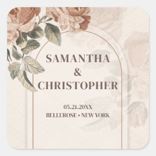  waterverf Terracotta rozen salie groen Vierkante Sticker