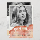 Waterverf Terracotta Script Photo Afstuderen Kaart (Voorkant / Achterkant)