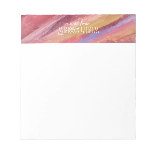 Waterverf terracotta strips witte letter notitieblok (Voorkant)