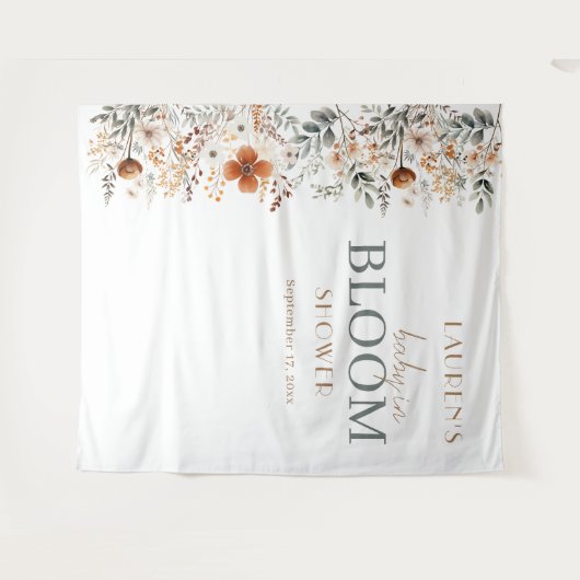 Waterverf Terracotta Wildflower Baby shower Wandkleed (Voorkant (horizontaal))