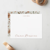 Waterverf Terracotta Wildflowers Script Note van Notitiekaartje (Voorkant / Achterkant in situ)