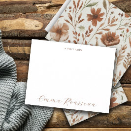 Waterverf Terracotta Wildflowers Script Note van Notitiekaartje