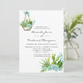 Waterverf Terrarium Succulents repesal Dinner Kaart (Staand voorkant)