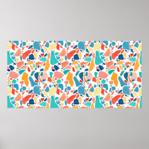Waterverf Terrazzo naadloos. Handtekening Poster