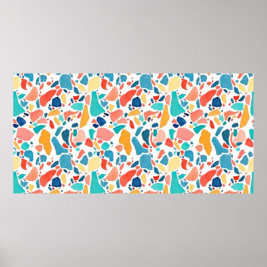 Waterverf Terrazzo naadloos. Handtekening Poster (Voorkant)