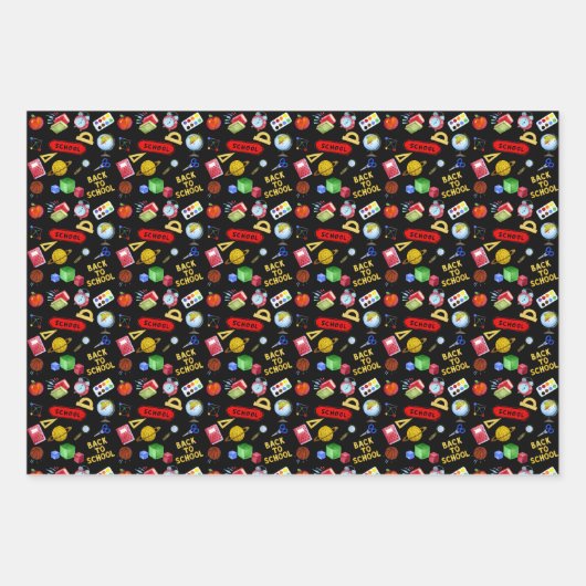 Waterverf Terug naar het thematroon Schoolelemente Inpakpapier Vel (Voorkant)