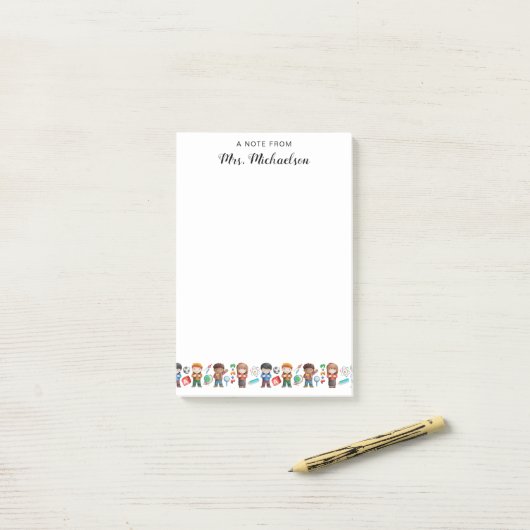 Waterverf Terug naar het Wereldbol van leerkrachte Post-it® Notes (Op bureau)