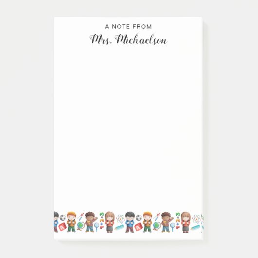 Waterverf Terug naar het Wereldbol van leerkrachte Post-it® Notes (Voorkant)