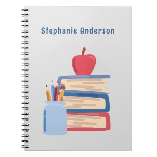 Waterverf Terug naar school Monogram Naam Sketchbo Notitieboek (Voorkant)