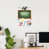 Waterverf Terug naar school Poster (Thuiskantoor)