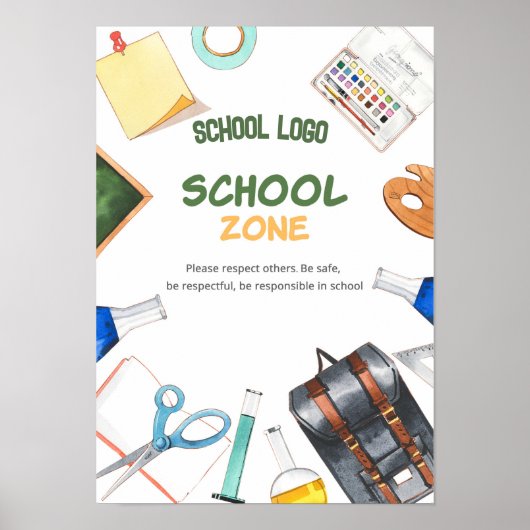 Waterverf Terug naar school Poster (Voorkant)