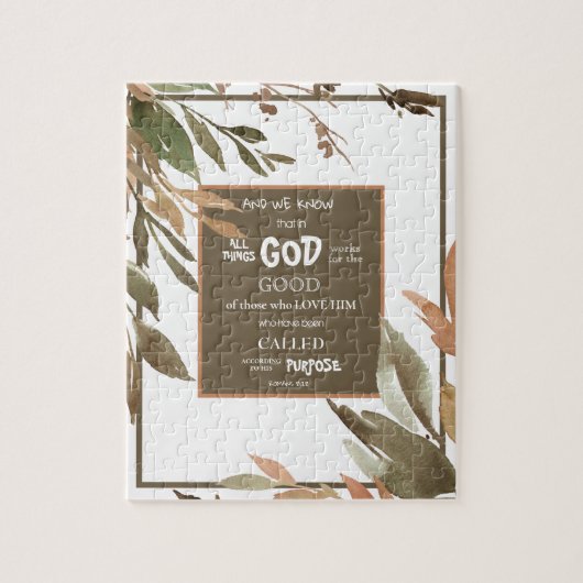 Waterverf terugval laat Romeinen 8:28 Bijbelversie Legpuzzel (Verticaal)