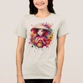 Waterverf Tet Girl Tri-Blend Shirt (Voorkant)