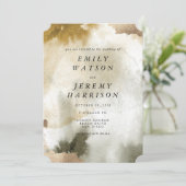 Waterverf Texture Khaki Wedding Invitation Kaart (Staand voorkant)