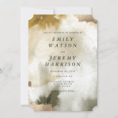 Waterverf Texture Khaki Wedding Invitation Kaart (Voorkant)