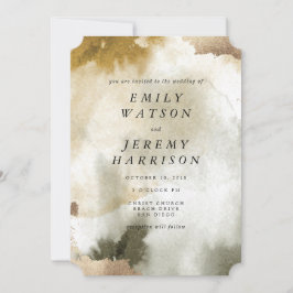 Waterverf Texture Khaki Wedding Invitation Kaart