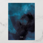 Waterverf Texture Moody Navy Wedding Folie Uitnodiging (Achterkant)