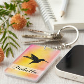 Waterverf Textured Hummingbird Colibri Sleutelhang Sleutelhanger (Voorkant Rechts)