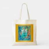 Waterverf texturen kleurrijke bladeren, gouden ran tote bag (Achterkant)
