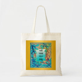 Waterverf texturen kleurrijke bladeren, gouden ran tote bag