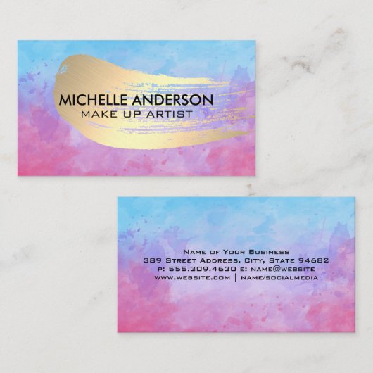 Waterverf textuur | Goudborstel Visitekaartje (Voorkant / Achterkant)