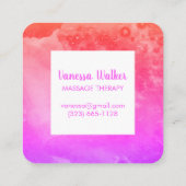Waterverf textuur kleurrijk vierkant roze vierkante visitekaartje (Achterkant)