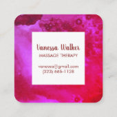 Waterverf textuur kleurrijk vierkant warm roze vierkante visitekaartje (Achterkant)