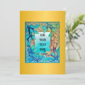 Waterverf textuur Kleurrijke bladeren Gouden rand Kaart (Staand voorkant)