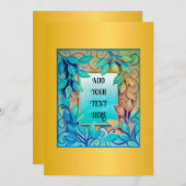 Waterverf textuur Kleurrijke bladeren Gouden rand Kaart (Voorkant / Achterkant)