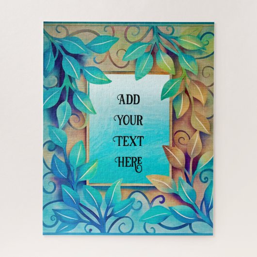 Waterverf textuur Kleurrijke bladeren Gouden rand Legpuzzel (Verticaal)