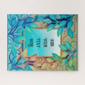 Waterverf textuur Kleurrijke bladeren Gouden rand Legpuzzel (Horizontaal)