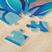 Waterverf textuur Kleurrijke bladeren Gouden rand Legpuzzel (Zijkant)