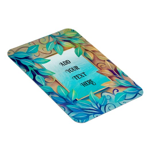 Waterverf textuur Kleurrijke bladeren Gouden rand Magneet (Rechterzijde)